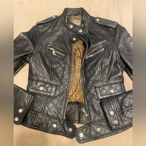 Kenna-T Quilted Genuine Leather Zip Up Moto Jacket Sz S - GREAT CONDITION!